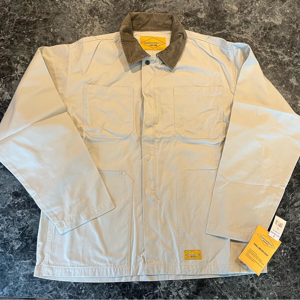 Diamondback Men's Light Workwear Twill Jacket Corduroy Collar Large New Tags!